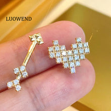 Load image into Gallery viewer, LUOWEND 18K Yellow Gold Natural Diamond Earrings for Women
