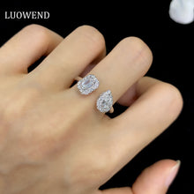 Load image into Gallery viewer, LUOWEND 18K White Gold Real Natural Diamond Ring for Women