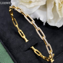 Load image into Gallery viewer, LUOWEND 18K Yellow Gold Real Natural Diamond Bracelet for Women