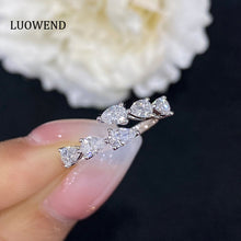 Load image into Gallery viewer, LUOWEND 18K White Gold Real Natural Diamond Ring for Women
