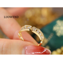 Load image into Gallery viewer, LUOWEND 18K Yellow Gold Real Natural Diamond Ring for Women