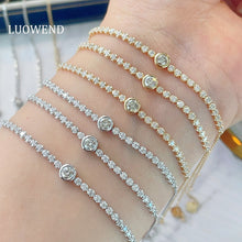 Load image into Gallery viewer, LUOWEND 18K White/Yellow Gold Real Natural Diamond Bracelet for Women
