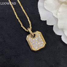 Load image into Gallery viewer, LUOWEND 18K White and Yellow Gold Real Natural Diamond Pendant Necklace for Women