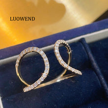 Load image into Gallery viewer, LUOWEND 18K Yellow Gold Fine Jewelry Real Natural Diamond Ring for Women