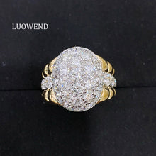 Load image into Gallery viewer, LUOWEND 18k White+Yellow Gold Fine Jewelry Real Natural Diamond Ring for Women