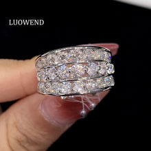 Load image into Gallery viewer, LUOWEND 18K White Gold Real Natural Diamond Ring for Women