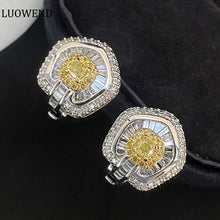 Load image into Gallery viewer, LUOWEND 18K White Gold Real Natural Diamond Stud Earrings for Women