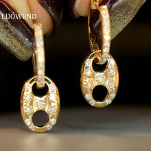 Load image into Gallery viewer, LUOWEND 18K Yellow Gold Natural Diamond Earrings for Women