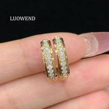Load image into Gallery viewer, LUOWEND 18K Yellow Gold Natural Diamond Earrings for Women