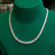 Load image into Gallery viewer, LUOWEND 18K White Gold Real Natural Diamond Necklace for Women
