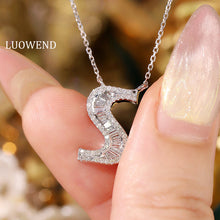 Load image into Gallery viewer, LUOWEND 18K White Gold Natural Diamond Necklace for Women