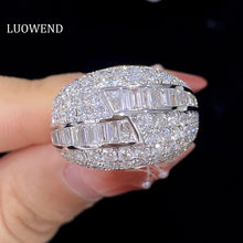 Load image into Gallery viewer, LUOWEND 18K White Gold Real Natural Diamond Ring for Women