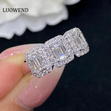 Load image into Gallery viewer, LUOWEND 18K White Gold Real Natural Diamond Ring for Women
