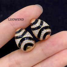 Load image into Gallery viewer, LUOWEND 18K Yellow Gold Natural Diamond Earrings for Women