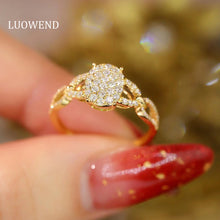 Load image into Gallery viewer, LUOWEND 18K White or Yellow Gold Real Natural Diamond Ring for Women