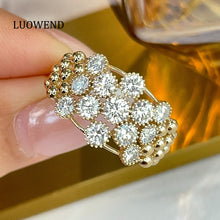 Load image into Gallery viewer, LUOWEND 18k Yellow Gold Fine Jewelry Real Natural Diamond Ring for Women