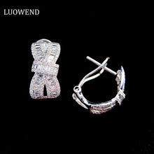Load image into Gallery viewer, LUOWEND 18K White Gold Real Natural Diamond Hoop Earrings for Women