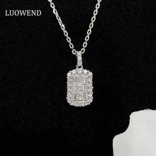 Load image into Gallery viewer, LUOWEND 18K White Gold Real Natural Diamond Pendant Necklace for Women