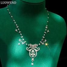 Load image into Gallery viewer, LUOWEND 18K White Gold Natural Diamond Necklace for Women
