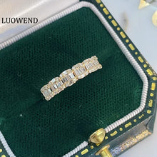 Load image into Gallery viewer, LUOWEND 18K White/Yellow Gold Natural Diamond Ring for Women