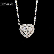 Load image into Gallery viewer, LUOWEND 18K White Gold Real Natural Diamond Pendant Necklace for Women