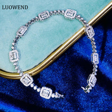 Load image into Gallery viewer, LUOWEND 18K White Gold Real Natural Diamond Bracelet for Women