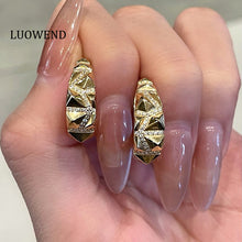 Load image into Gallery viewer, LUOWEND 18K Yellow Gold Natural Diamond Stud Earrings for Women