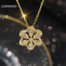 Load image into Gallery viewer, LUOWEND 18K Yellow Gold Real Natural Diamond Pendant Necklace for Women