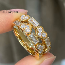 Load image into Gallery viewer, LUOWEND 18K Yellow Gold Fine Jewelry Real Natural Diamond Ring for Women