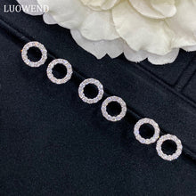 Load image into Gallery viewer, LUOWEND 18K White Gold Real Natural Diamond Stud Earrings for Women