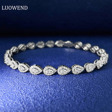 Load image into Gallery viewer, LUOWEND 18K White Gold Real Natural Diamond Bracelet for Women
