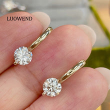 Load image into Gallery viewer, LUOWEND 18K White/Yellow Gold Fine Jewelry Real Natural Diamond Earrings for Women