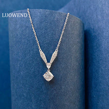 Load image into Gallery viewer, LUOWEND 18K White Gold Natural Diamond Necklace for Women