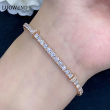 Load image into Gallery viewer, LUOWEND 18K White or Rose Gold Real Natural Diamond Bracelet for Women