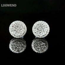 Load image into Gallery viewer, LUOWEND 18K White Gold Real Natural Diamond Stud Earrings for Women