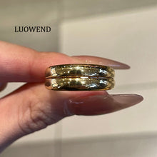 Load image into Gallery viewer, LUOWEND 18K Yellow Gold Natural Diamond Ring for Women