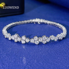 Load image into Gallery viewer, LUOWEND 18K White Gold Real Natural Diamond Bracelet for Women