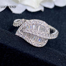 Load image into Gallery viewer, LUOWEND 18K White Gold Real Natural Diamond Ring for Women