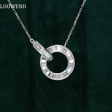 Load image into Gallery viewer, LUOWEND 18K White Gold Real Natural Diamond Pendant Necklace for Women