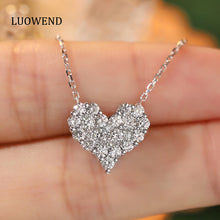 Load image into Gallery viewer, LUOWEND 18K White Gold Real Natural Diamond Necklace for Women