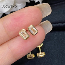 Load image into Gallery viewer, LUOWEND 18K Yellow Gold Real Natural Diamond Stud Earrings for Women