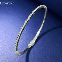 Load image into Gallery viewer, LUOWEND 18K White or Rose Gold Real Natural Diamond Bracelet for Women