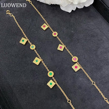 Load image into Gallery viewer, LUOWEND 18K Yellow Gold Real Natural Ruby or Emerald Gemstone Bracelet for Women