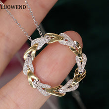 Load image into Gallery viewer, LUOWEND 18K White Gold Real Natural Diamond Pendant Necklace for Women