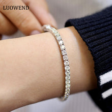 Load image into Gallery viewer, LUOWEND 18K White Gold Real Natural Diamond Bracelet for Women