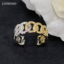 Load image into Gallery viewer, LUOWEND 18K White and Yellow Gold Real Natural Diamond Ring for Women