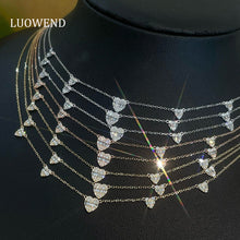 Load image into Gallery viewer, LUOWEND 18K White/Yellow/Rose Gold Natural Diamond Necklace for Women