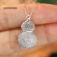 Load image into Gallery viewer, LUOWEND 18K White Gold Real Natural Diamond Necklace for Women