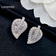 Load image into Gallery viewer, LUOWEND 18K White Gold Real Natural Diamond Stud Earrings for Women