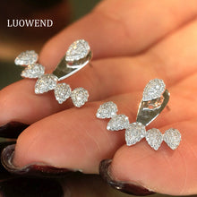 Load image into Gallery viewer, LUOWEND 18K White or Yellow Gold Natural Diamond Earrings for Women